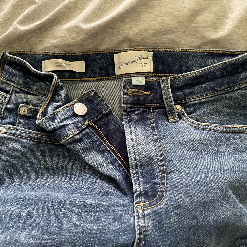 Universal Thread Blue Skinny Jeans with Distressed Details